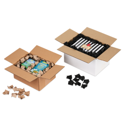 Papier-Verpackungschips im Spenderkarton