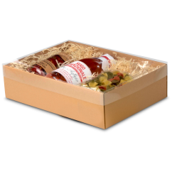 Stulpschachtel braun mit Klarsichtdeckel