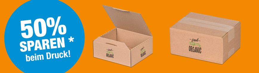 Banner zur Digitaldruck-Aktion auf Schachteln bei MEDEWO