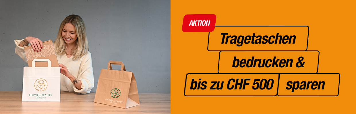 Banner der Tragetaschen Druck Aktion bei MEDEWO
