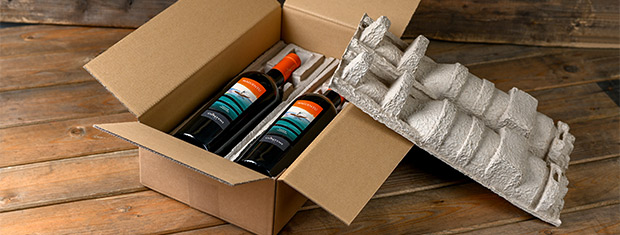 Flaschenversandkarton mit recyceltem Zellstoff