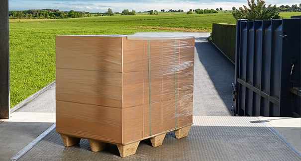 Kartons auf einer Palette bereit für den Export