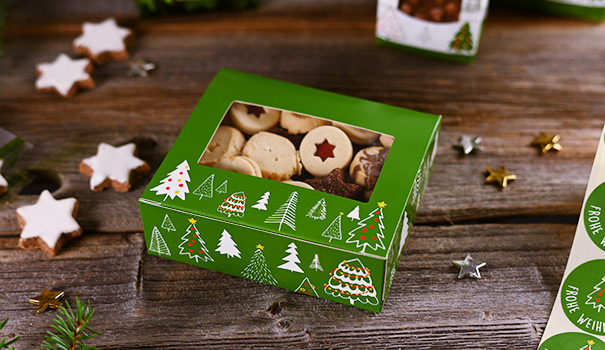 Gebäckkarton mit Weihnachtsmotiv «WALDWEIHNACHT»