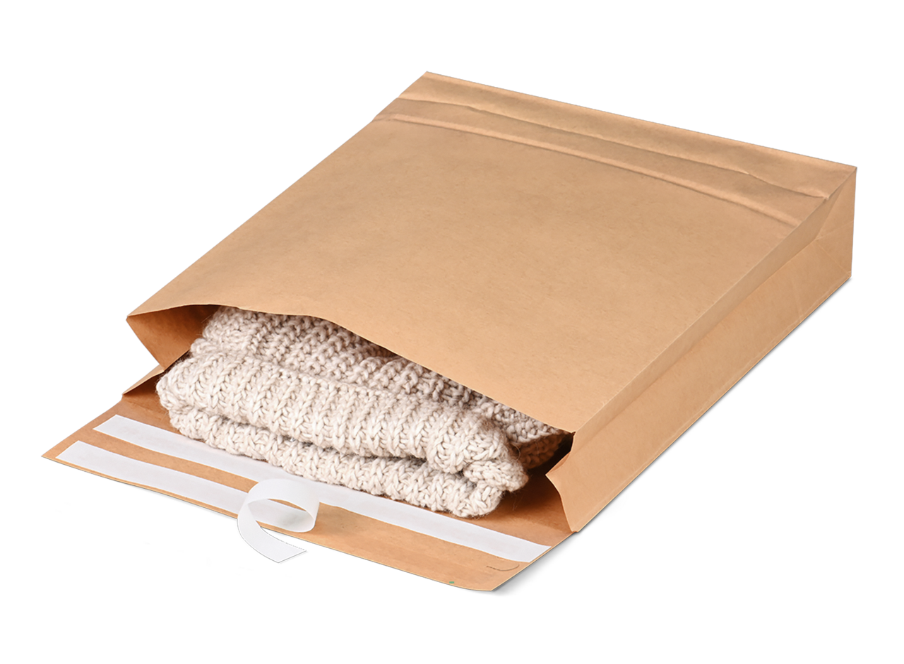 Papier-Versandtasche wiederverschließbar mit Blockboden