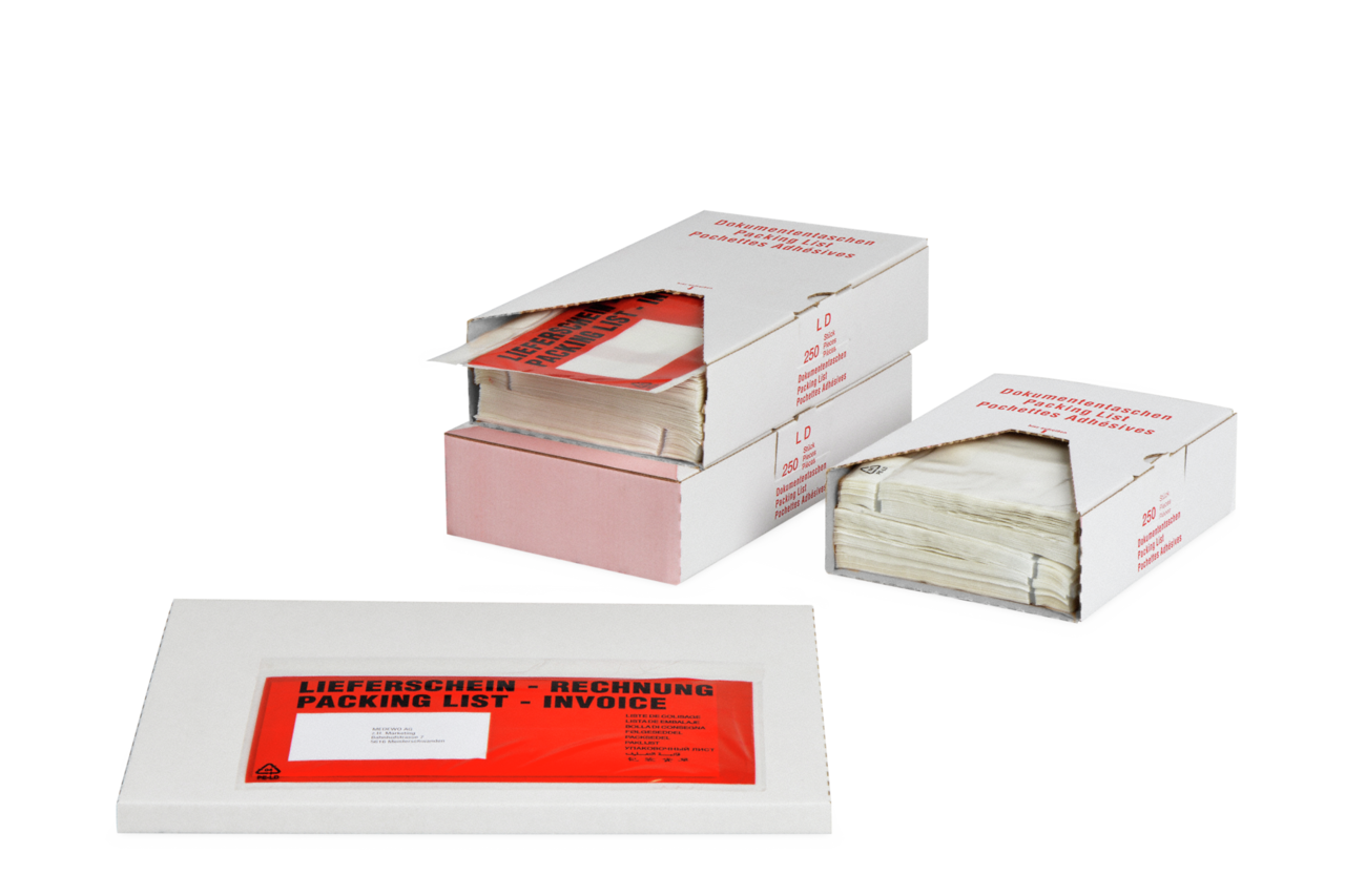 Lieferscheintaschen MECOUVERT® RECYCLING im Spenderkarton