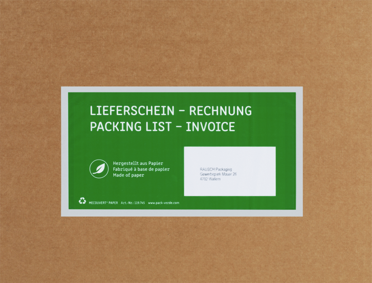 Lieferscheintaschen Papier MECOUVERT® PAPER