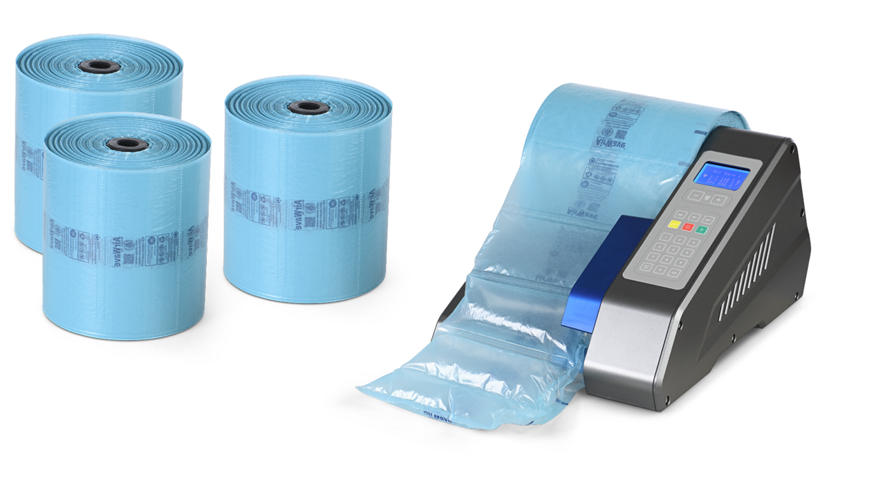 Art.-Nr. 199.695: Set bestehend aus AirWave 1 Maschine und 4 Folienrollen Recycling-LDPE
