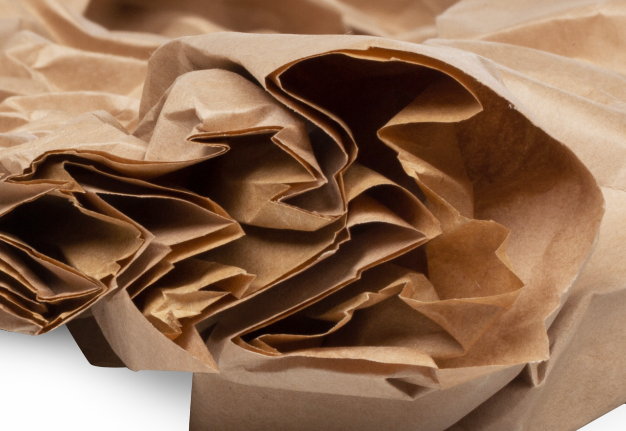 wabenartiges, gefaltetes und verschränktes Polster– aus nachhaltigem Kraftpapier 