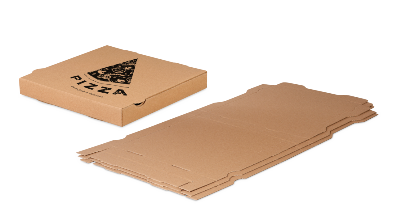 Pizzakarton wird flach angeliefert und ist schnell aufgerichtet