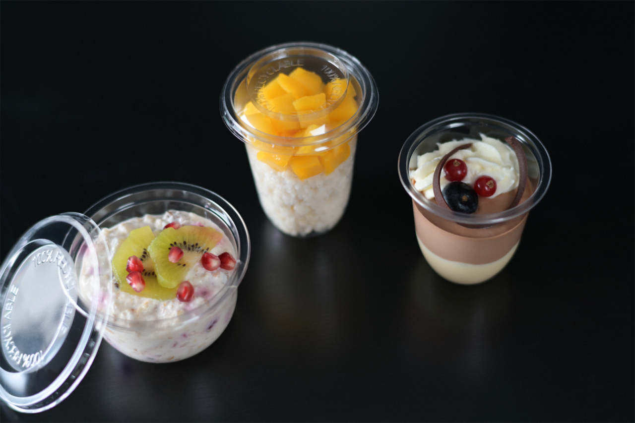 Feinkostbecher aus rPET ELEGANCE & Deckel