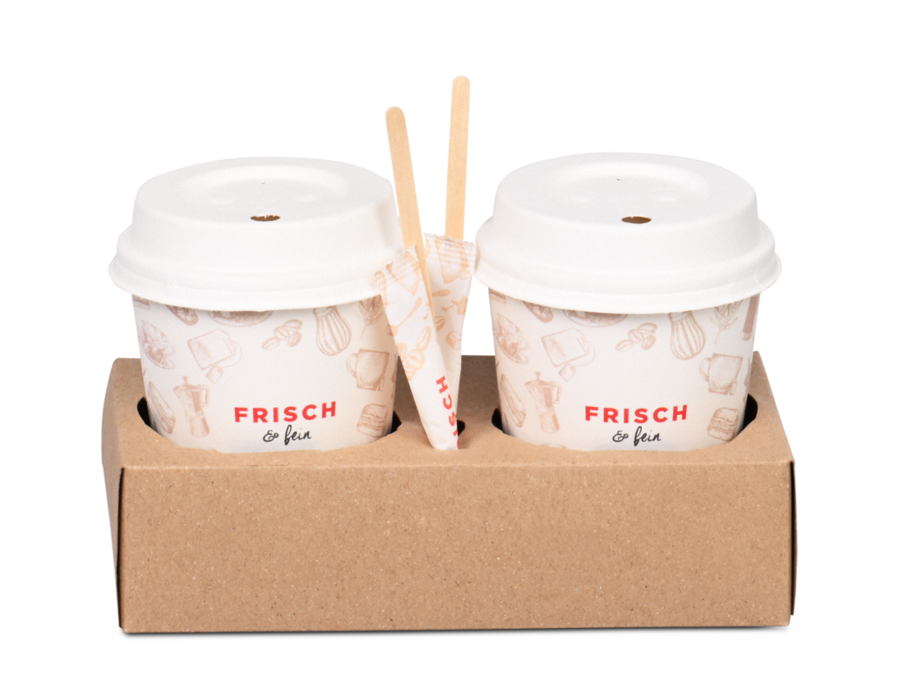 auch Rührstäbchen und Zuckersticks werden dank Extra-Fach sicher transportiert