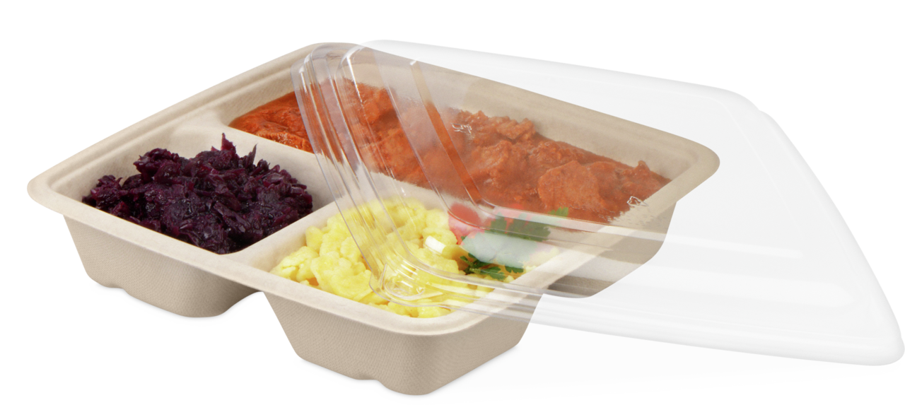 fest schließender Deckel aus klarem rPET – Inhalt wird appetitlich frisch präsentiert