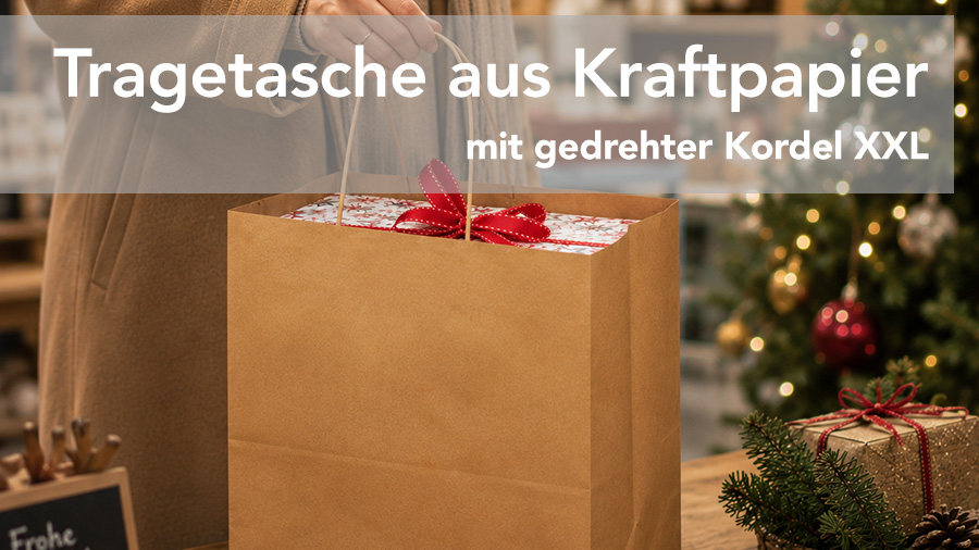 Tragetasche aus Kraftpapier mit gedrehter Kordel