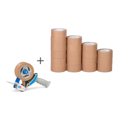 Papierklebeband Set MECATAPE® 18 Rollen + Handabroller