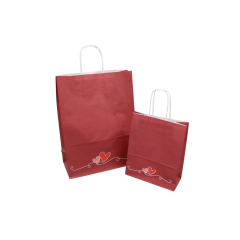 Papiertragetasche rot mit Herzen