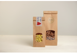Blockbodenbeutel aus Kraftpapier mit Sichtfenster