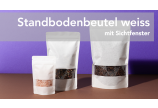 Standbodenbeutel weiß mit Sichtfenster