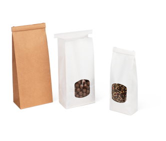 Blockbodenbeutel aus Kraftpapier mit Verschluss