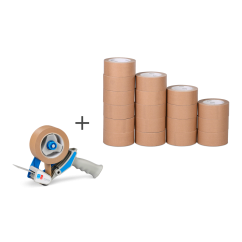 Papierklebeband Set MECATAPE® 18 Rollen + Handabroller