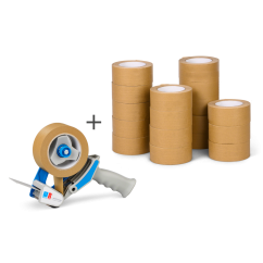 Papierklebeband Set fadenverstärkt 18 Rollen + Handabroller