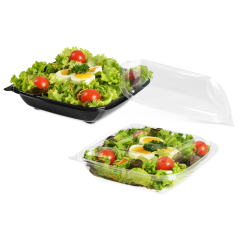 Salatschale aus PET quadratisch mit Deckel
