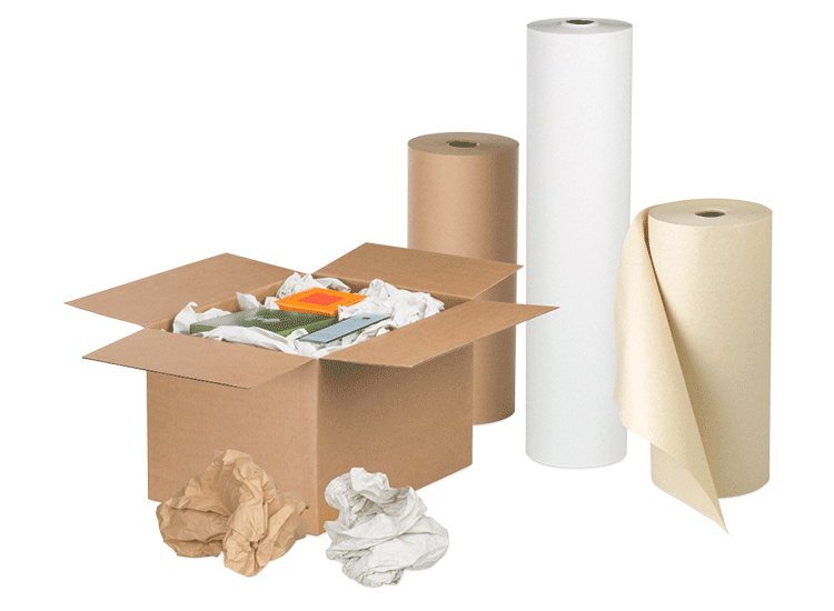 Stopfpapier in 4 Farben und jeweils 2 Rollenbreiten
